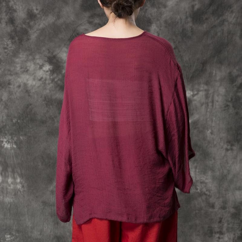 Dame Løs Casual Solid Bomull Lin Bluse