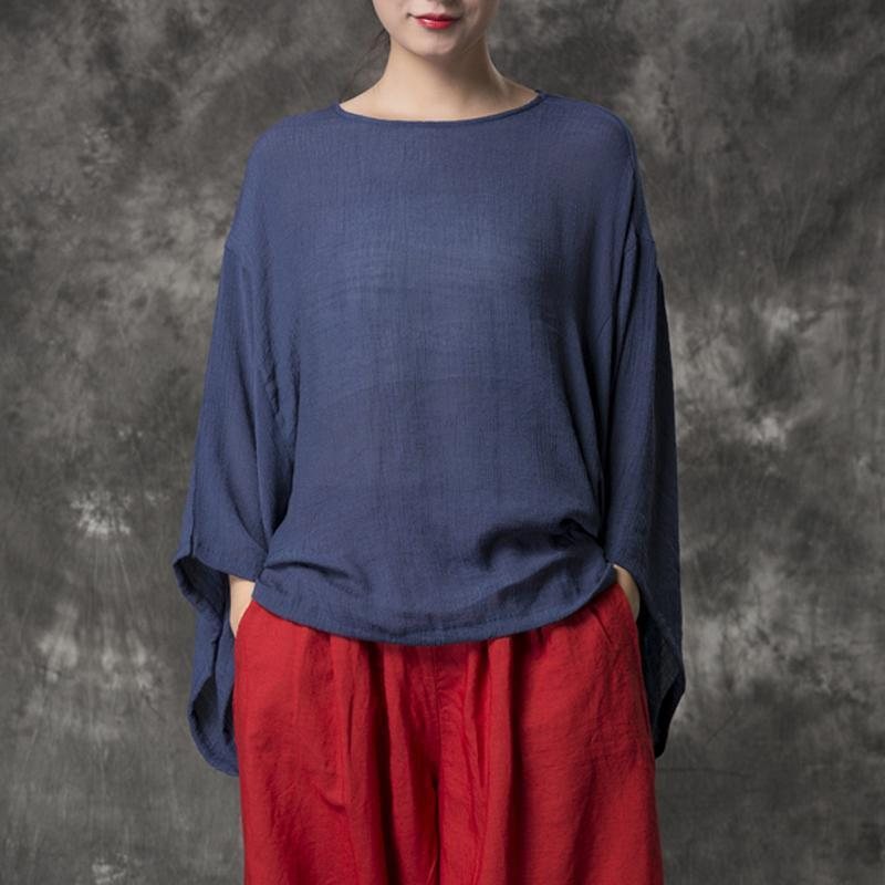 Dame Løs Casual Solid Bomull Lin Bluse