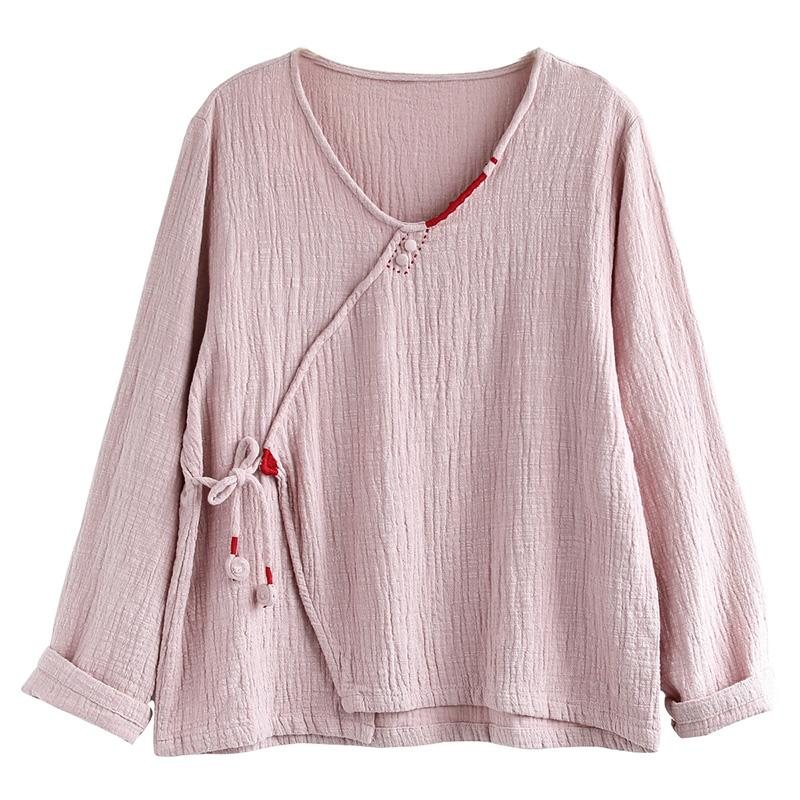 Dame V-hals Pullover Bomullsskjorte