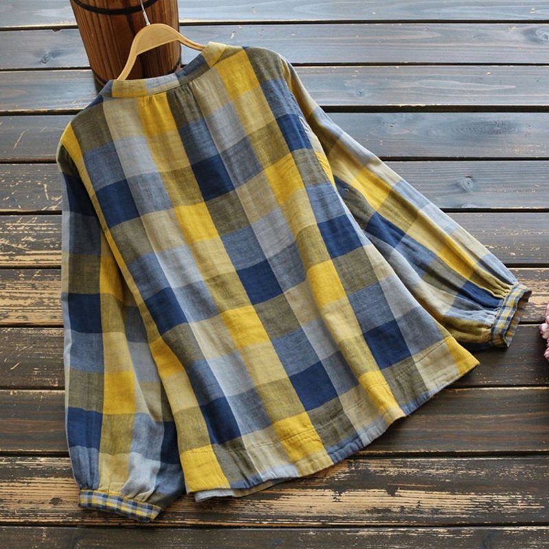 Gingham Shift-skjorte Med Stativkrage