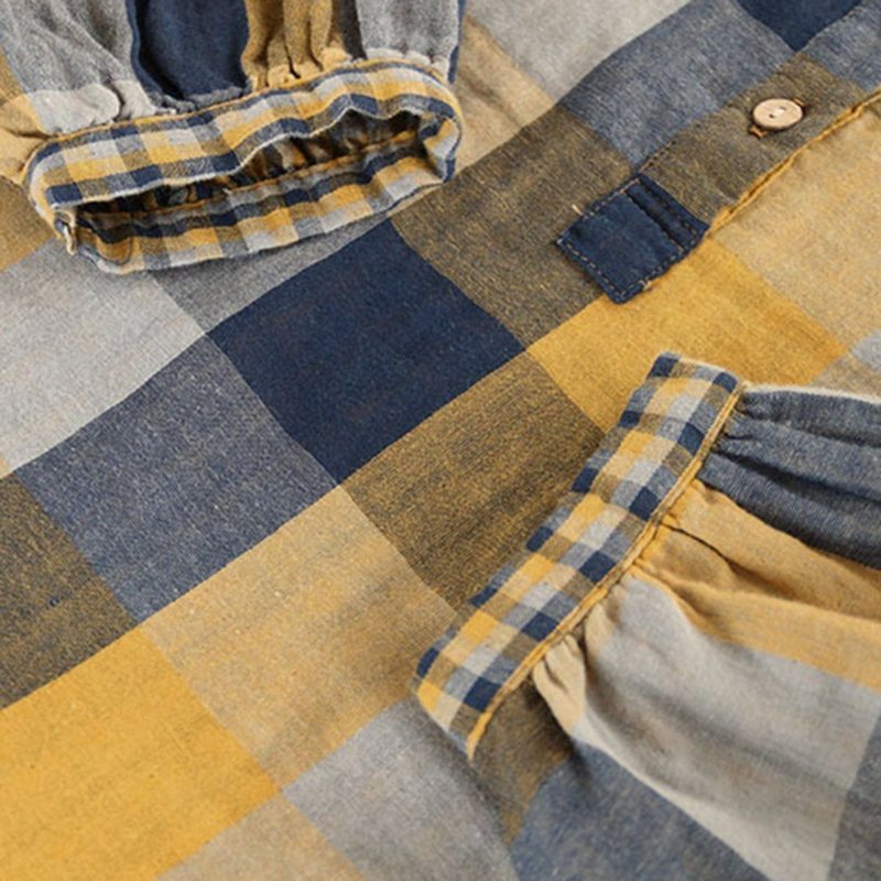 Gingham Shift-skjorte Med Stativkrage