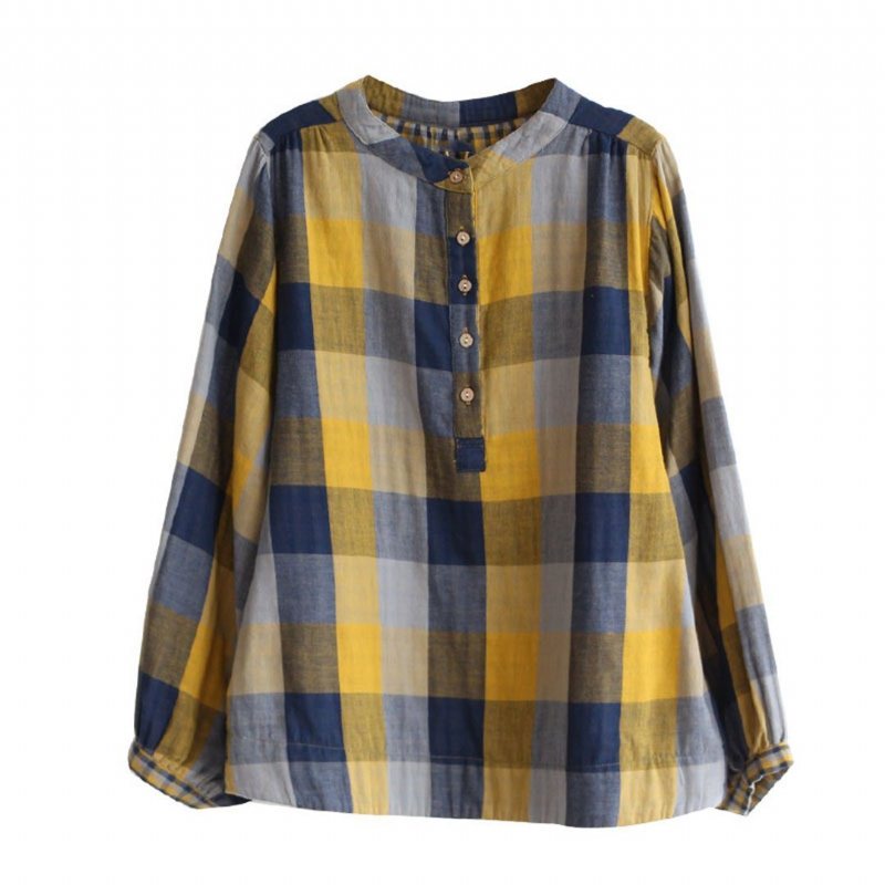 Gingham Shift-skjorte Med Stativkrage