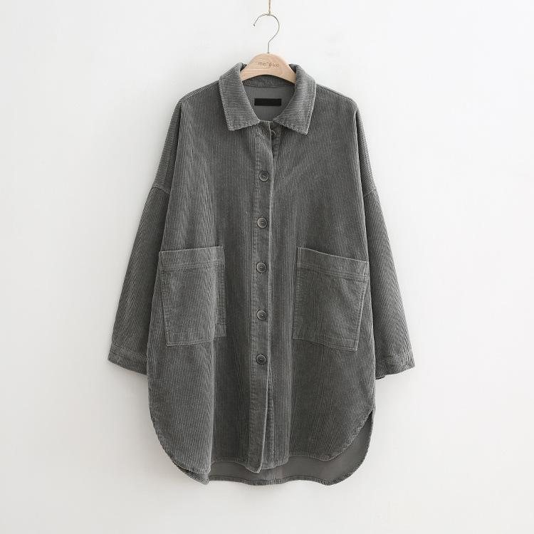 Høst Polo Neck Corduroy Løs Bluse