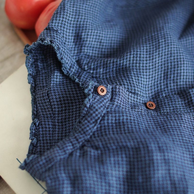 Houndstooth Autumn Long-sleeved Casual Lin Skjorte