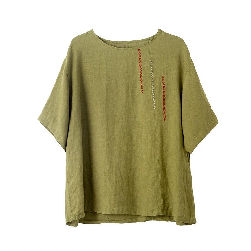 Kortermet Casual Linskjorte For Kvinner