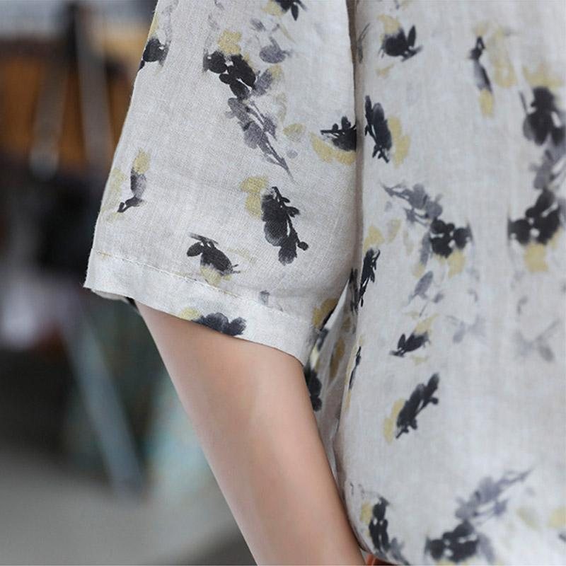 Loose Floral Lin Halfsleeve Polo Shirt