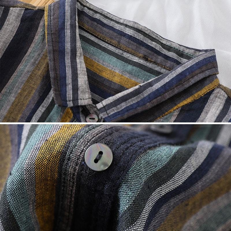 Retro Lin Langermet Loose Stripe Bluse