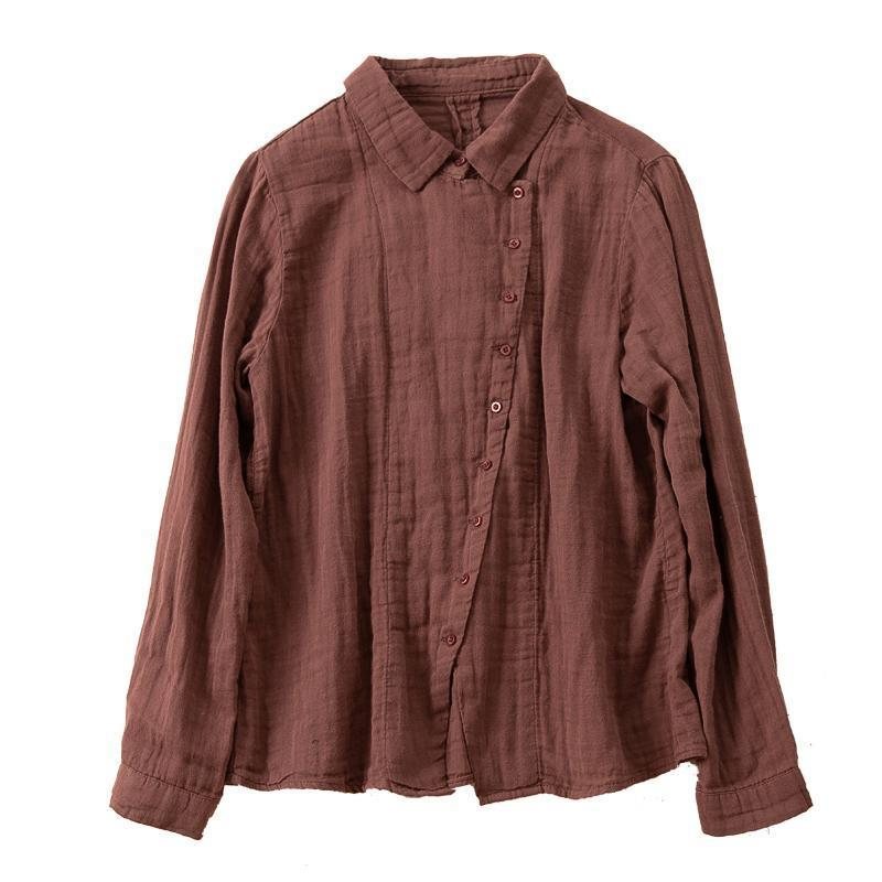 Spring Pure Cotton Lin Langermet Skjorte