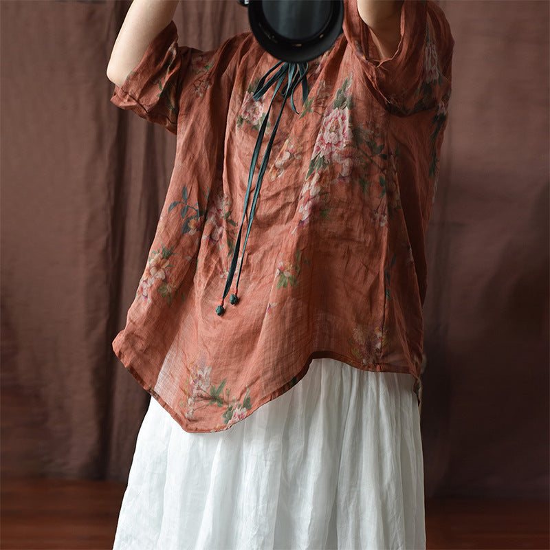 Summer Vintage Langermet Tynn Lin Bluse