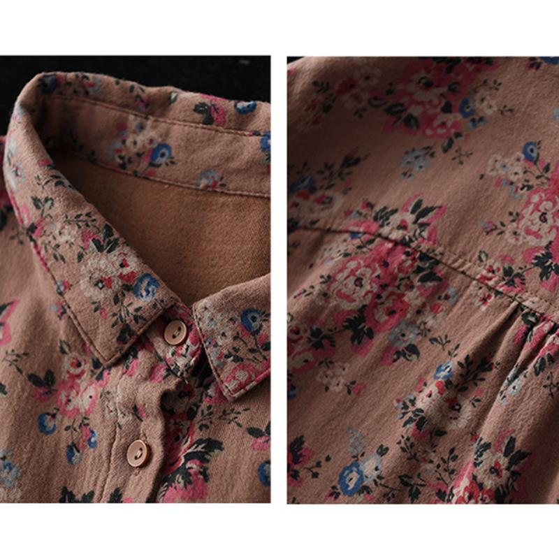 Vår Dobbel-lags Bomull Vintage Blomsterskjorte