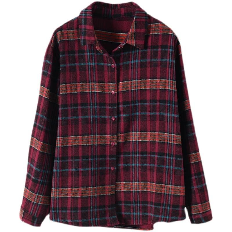 Vår Høst Casual Retro Lapel Ruteskjorte
