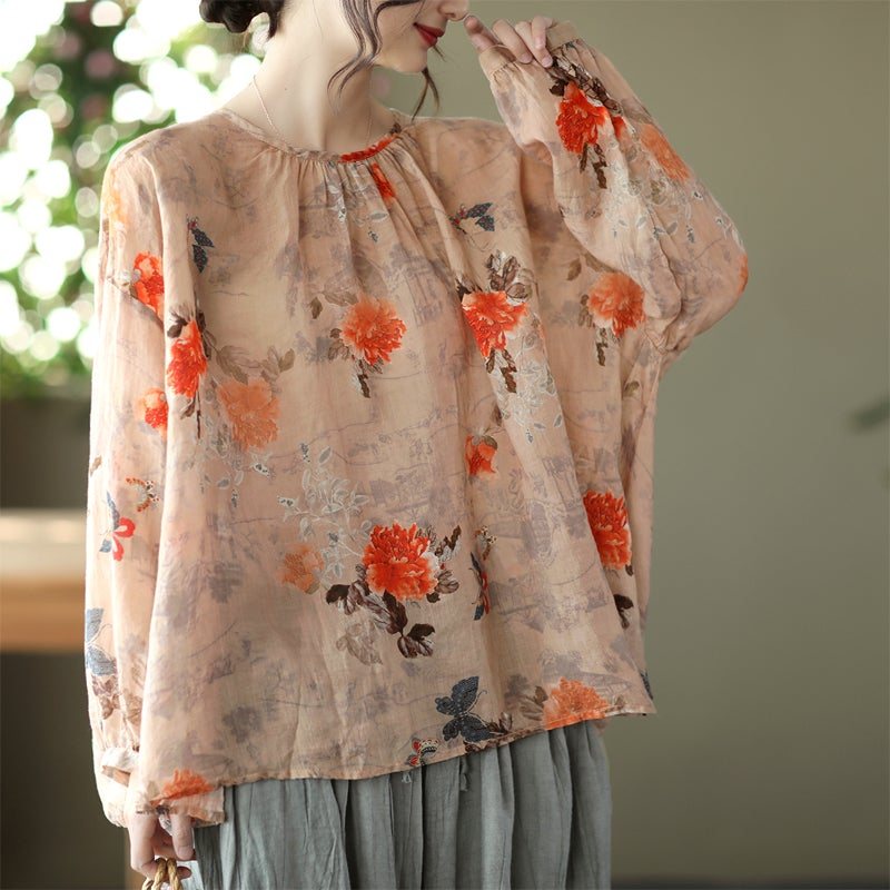 Vår Sommer Dame Retro Linen Snøringsskjorte