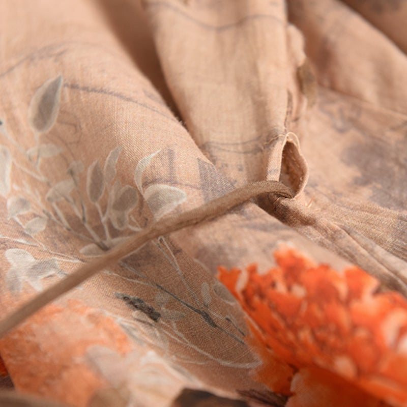 Vår Sommer Dame Retro Linen Snøringsskjorte