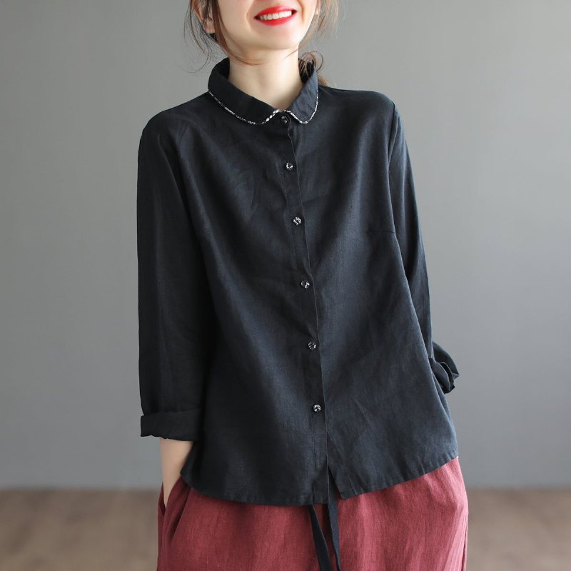 Vårlin Retro Løs Casual Damebluse