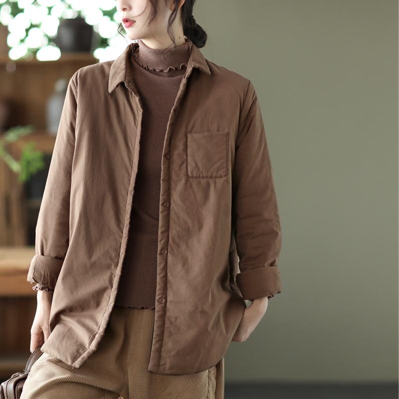 Vinter Dame Retro Quiltet Bomullsbluse