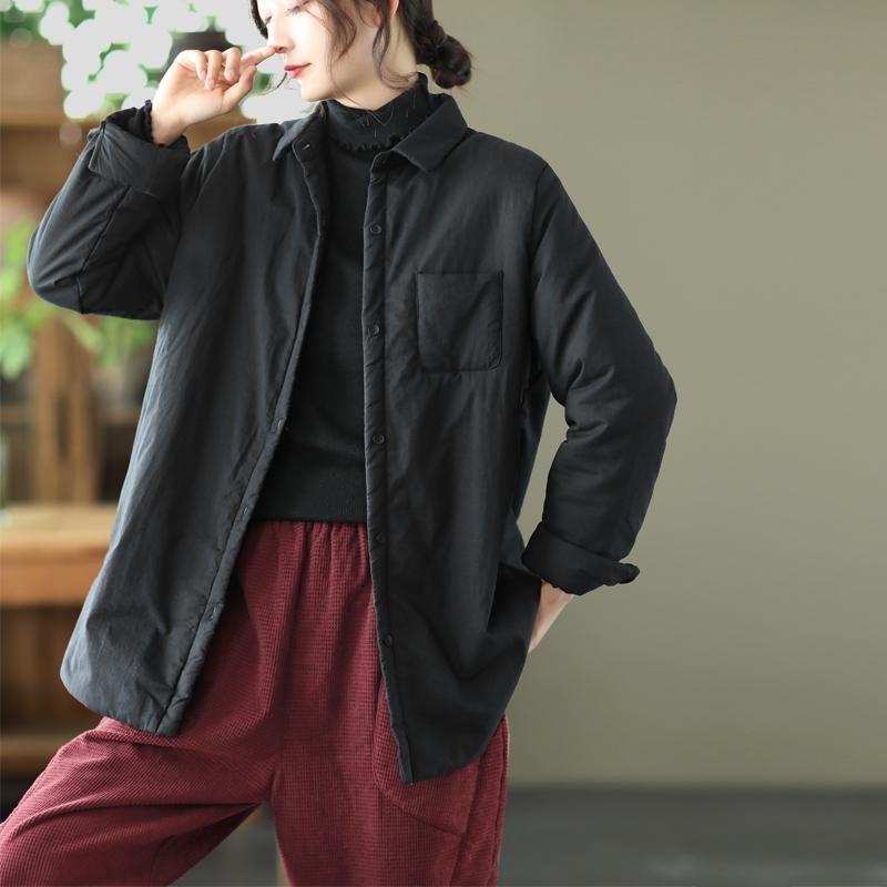 Vinter Dame Retro Quiltet Bomullsbluse