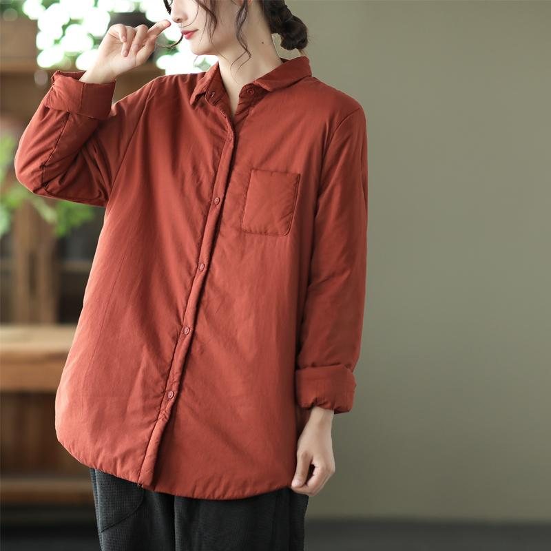 Vinter Dame Retro Quiltet Bomullsbluse