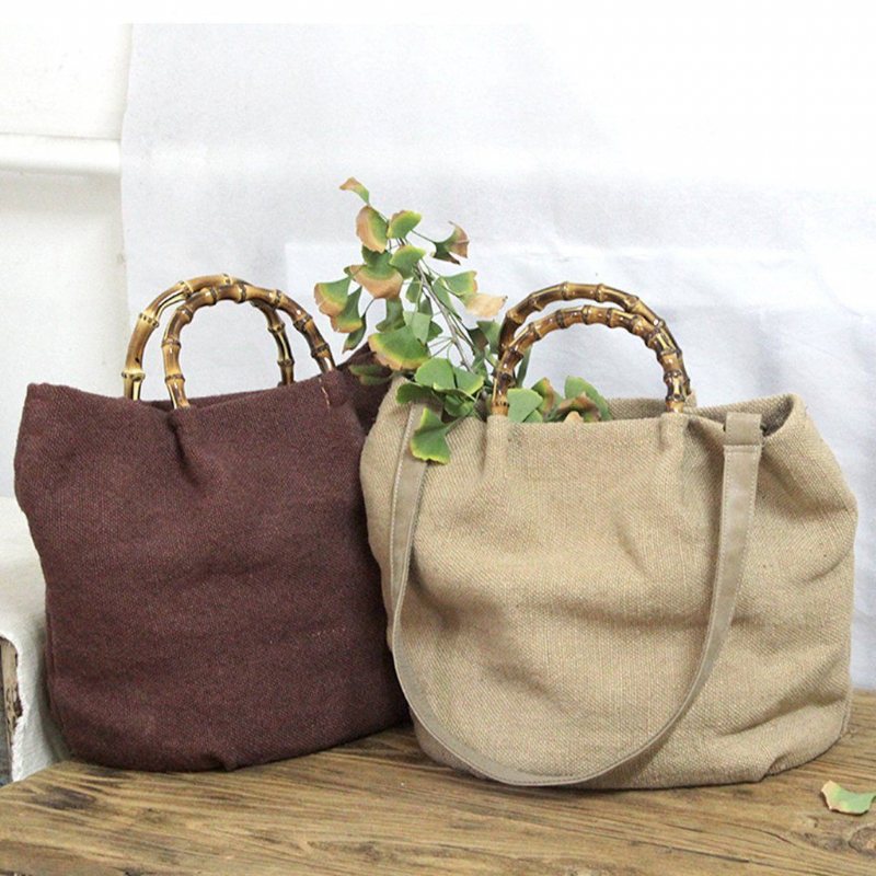 Bomull Lin Enkel Bambus Rattan Håndtak Casual Bag Crossbody Bag