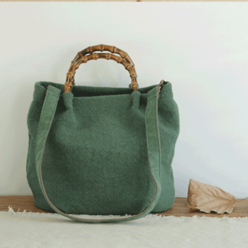 Bomull Lin Enkel Bambus Rattan Håndtak Casual Bag Crossbody Bag