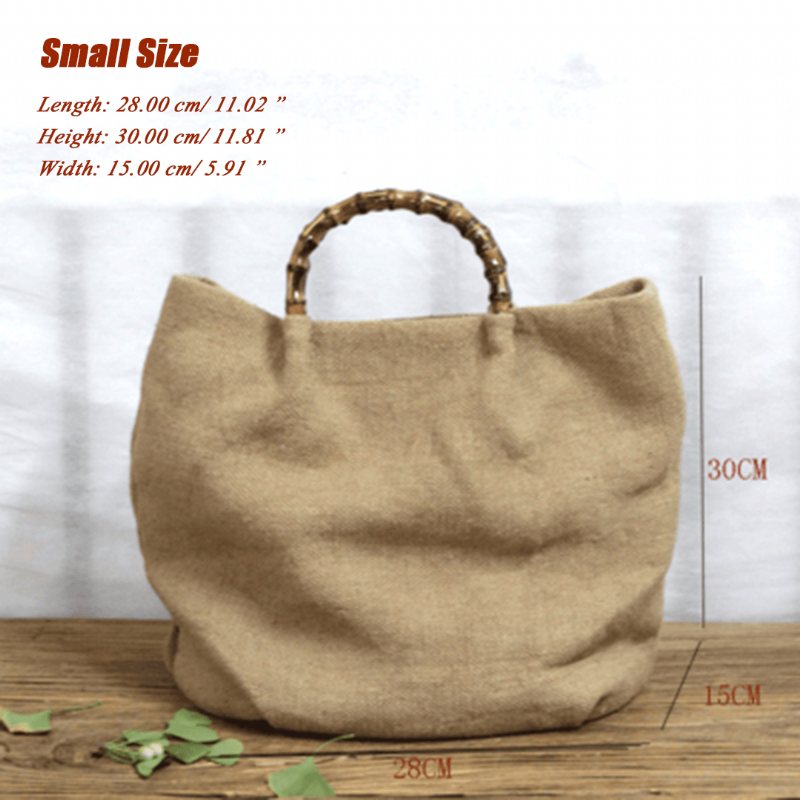 Bomull Lin Enkel Bambus Rattan Håndtak Casual Bag Crossbody Bag
