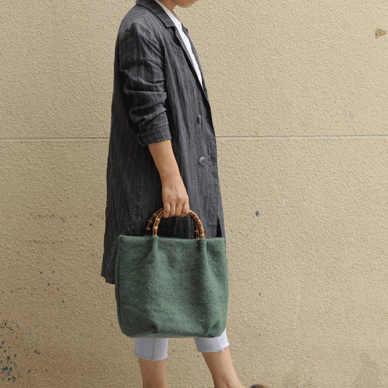 Bomull Lin Enkel Bambus Rattan Håndtak Casual Bag Crossbody Bag