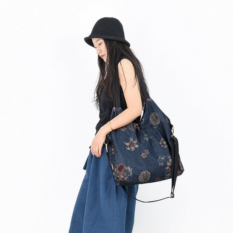 Dame Mesh Printed Denim Casual Skulderveske Crossbody Bag
