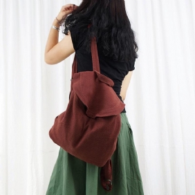 Litterær Retro Casual Ryggsekk Sen Cotton Canvas Bag
