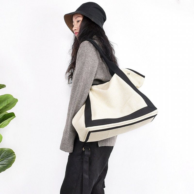 Original Design Stor Kapasitet Lin Enkel Tote Bag