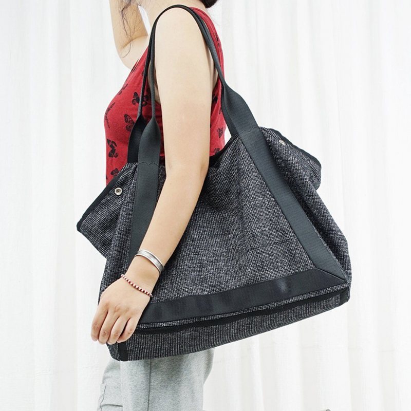 Original Design Stor Kapasitet Lin Enkel Tote Bag