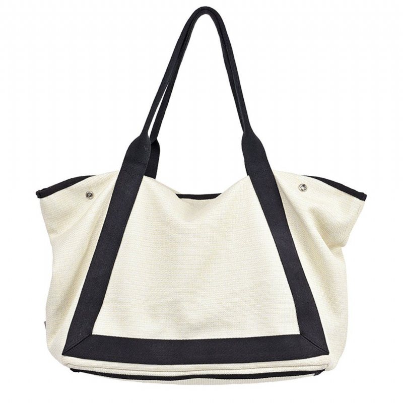 Original Design Stor Kapasitet Lin Enkel Tote Bag
