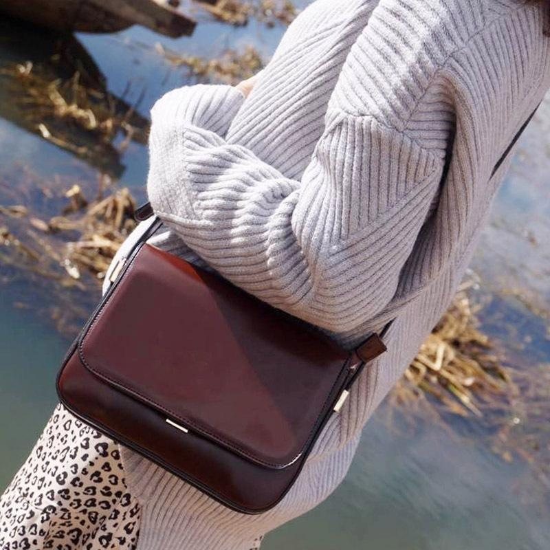 Vintage Solid Crossbody Bag Skulderveske