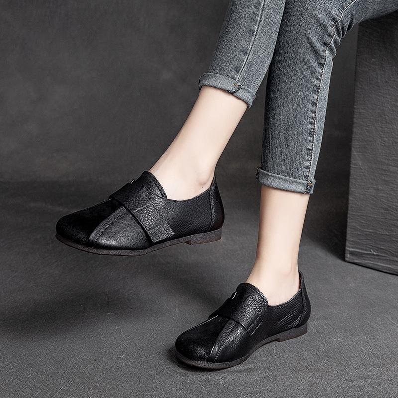 Dame Retro Borrelås Leather Casual Sko