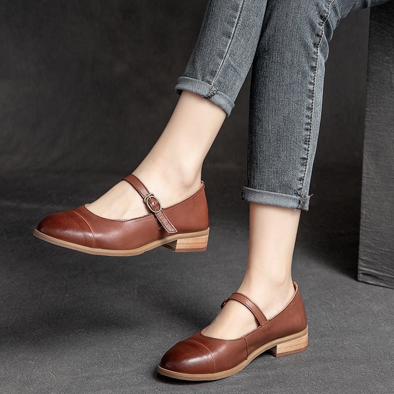 Dame Retro Casual Loafers I Solid Skinn