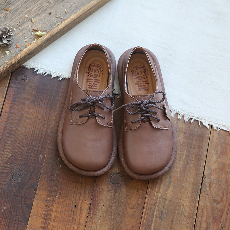 Dame Retro Leather Flat Soft Casual Sko