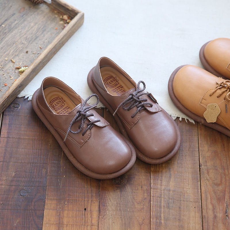 Dame Retro Leather Flat Soft Casual Sko