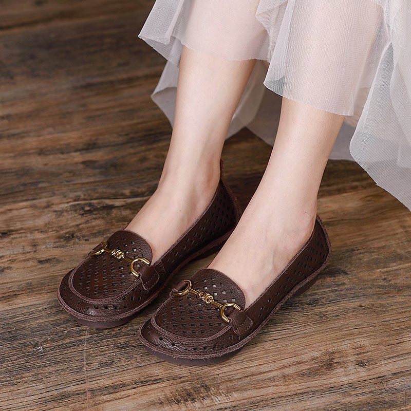 Dame Sommer Sommer Hule Leather Casual Loafers