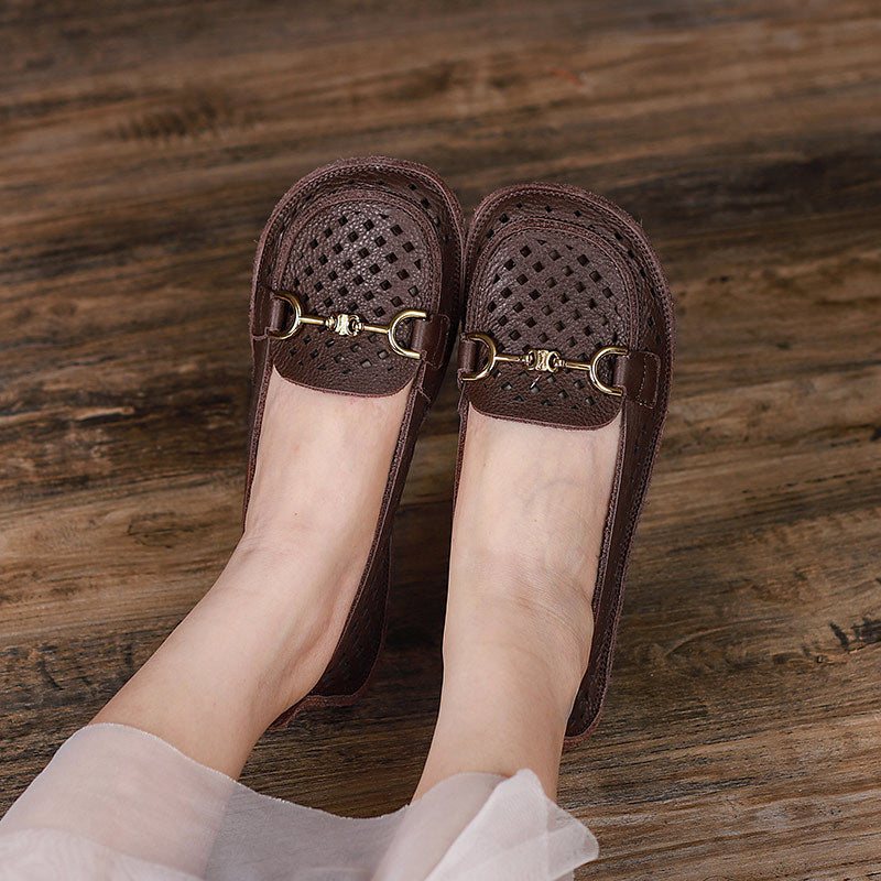 Dame Sommer Sommer Hule Leather Casual Loafers