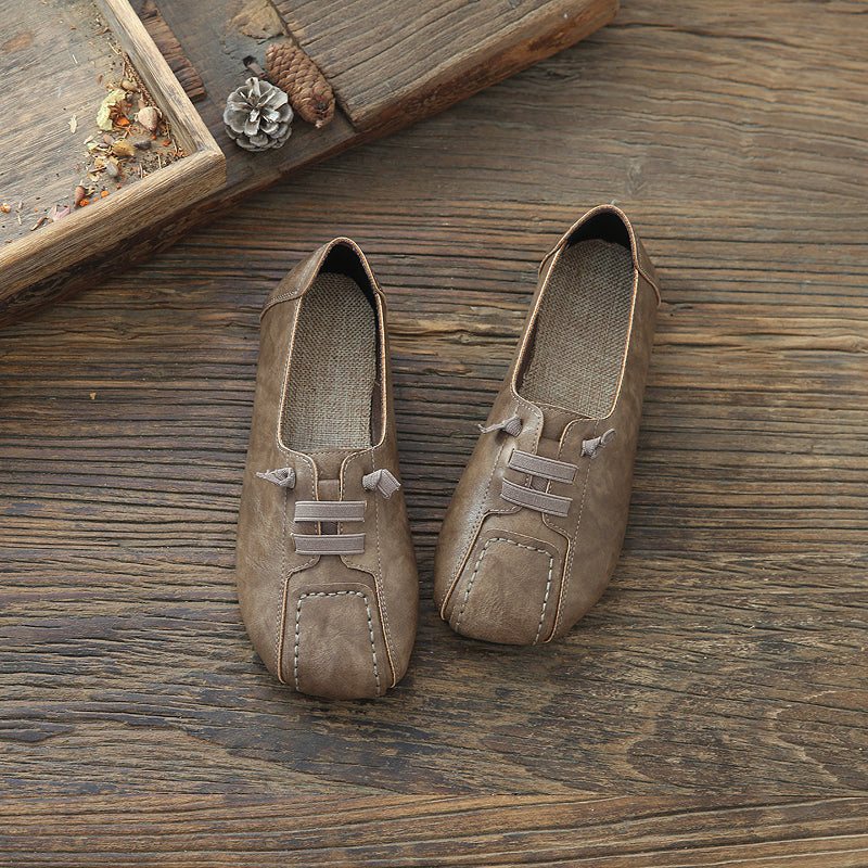 Dame Spring Pu Lin Flat Retro Casual Sko