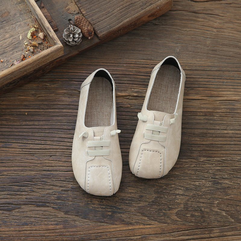Dame Spring Pu Lin Flat Retro Casual Sko
