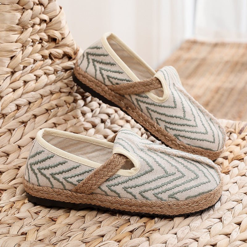 Damebroderi Pustende Linen Fritidssko