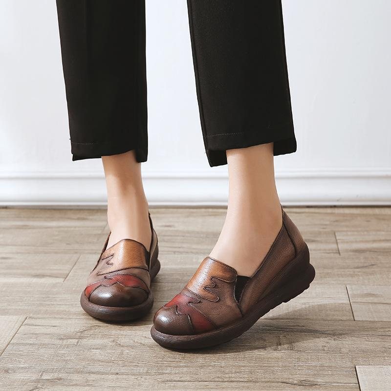 Høstfargematchende Retro Leather Casual Sko
