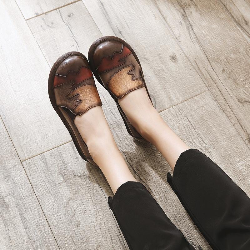 Høstfargematchende Retro Leather Casual Sko