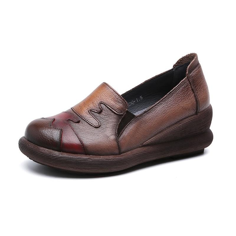 Høstfargematchende Retro Leather Casual Sko