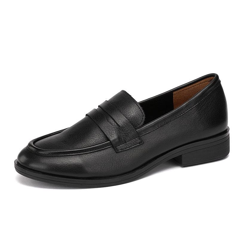Kvinner Vintage Leather Flat Håndlagde Fritidssko