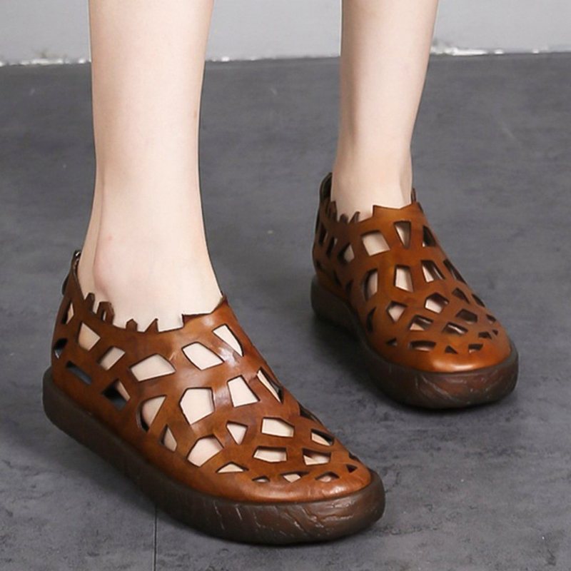 Leather Hollow Loafers Damesandaler
