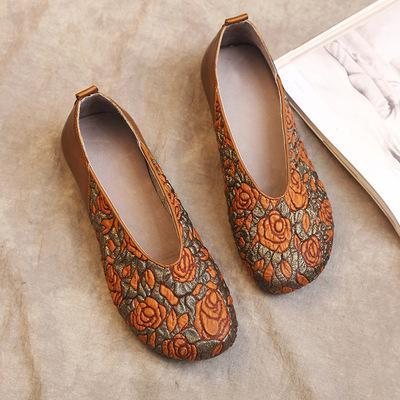 National Style Slip-on Rund Tå Kuskinn Fritidssko