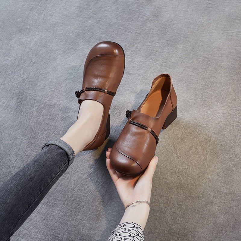 Plus Size Vår Sommer Retro Leather Wedge Casual Sko