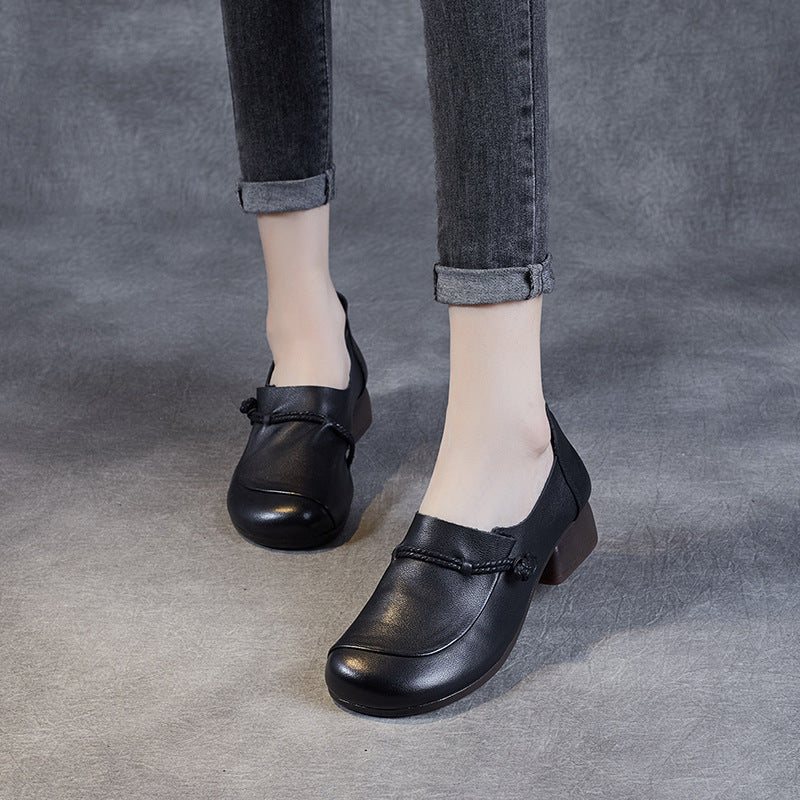 Plus Size Vår Sommer Retro Leather Wedge Casual Sko