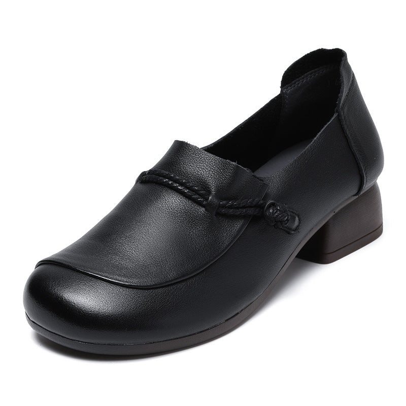 Plus Size Vår Sommer Retro Leather Wedge Casual Sko