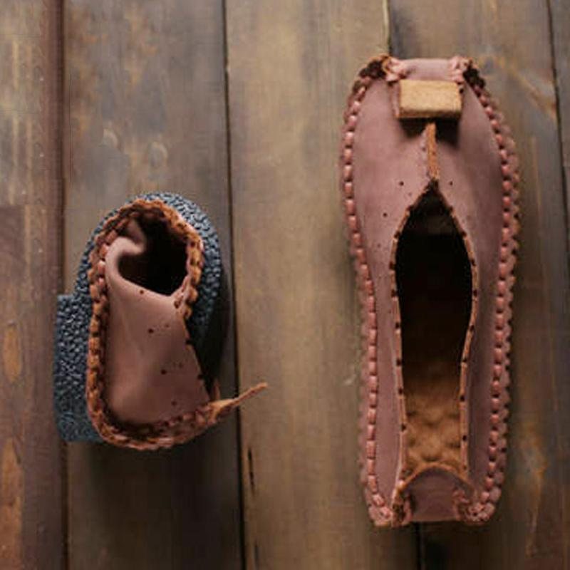 Retro Daglige Håndlagde Komfortable Myke Loafers Med Panel